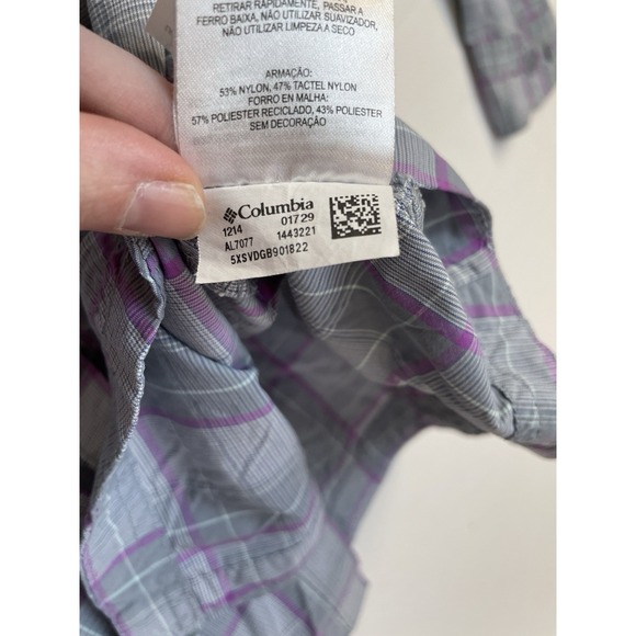 Womens Columbia Long Sleeve Button Up Vented Plaid Shirt M Fishing Roll Sleeves - Picture 10 of 14